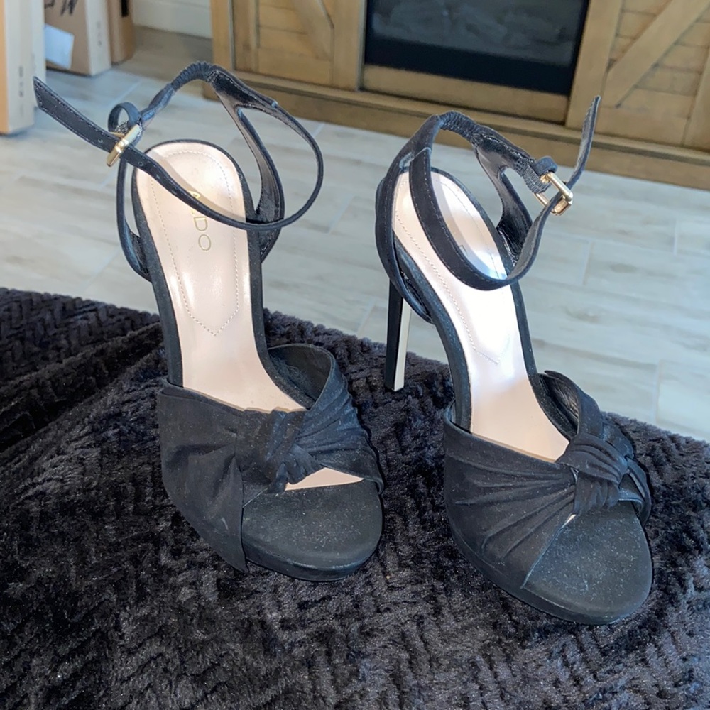 Also black suede heels